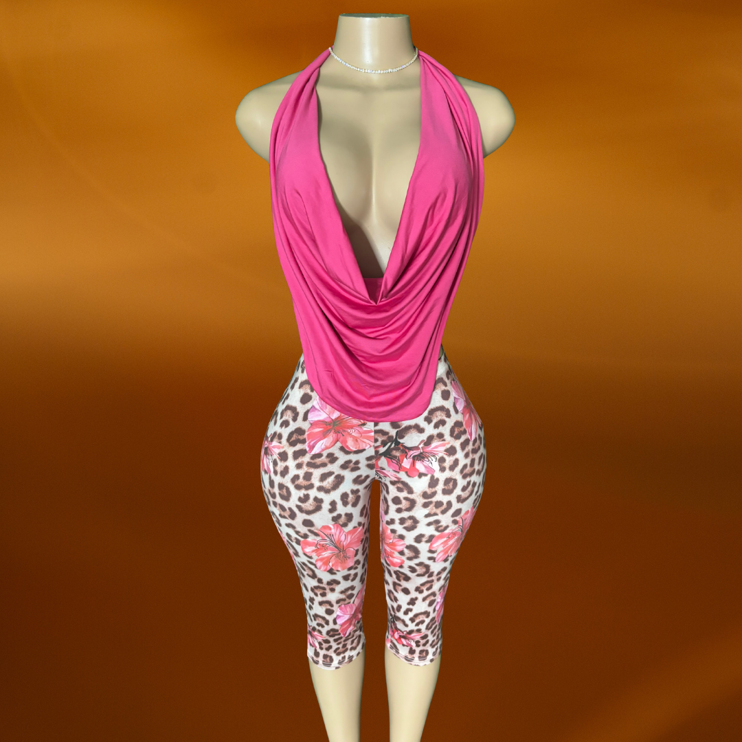 Wild Bloom Capri Set - Pink/Combo
