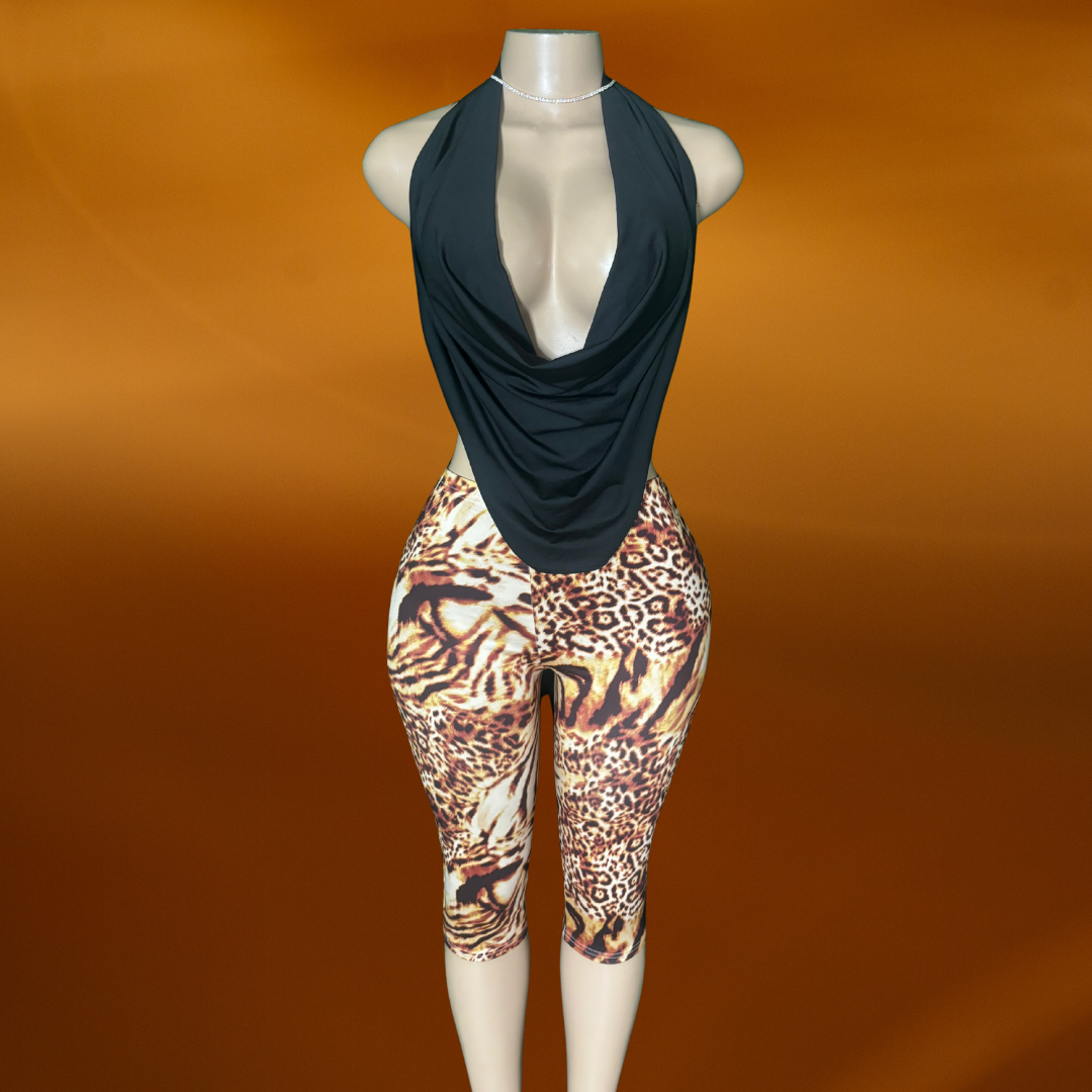 Jungle Fever Capri Set - Brown/Combo